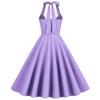 1950s Halter Dresses for Women Vintage Button Lapel Swing Dresses 50s 60s Purple Pin Up Dresses Audrey Hepburn Rockabilly Dresses with Pockets Lavender Medium view 4