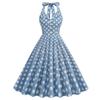 1950 Halter Dresses with Pocket Vintage Polka Dot Dress for Women 50s Rockabilly Dresses Fit and Flare Cocktail Dress 60s Dress Vintage Spring Tea Party Swing Dress Light Blue Polka X-Large view 1