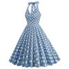 1950 Halter Dresses with Pocket Vintage Polka Dot Dress for Women 50s Rockabilly Dresses Fit and Flare Cocktail Dress 60s Dress Vintage Spring Tea Party Swing Dress Light Blue Polka X-Large view 2