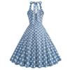 1950 Halter Dresses with Pocket Vintage Polka Dot Dress for Women 50s Rockabilly Dresses Fit and Flare Cocktail Dress 60s Dress Vintage Spring Tea Party Swing Dress Light Blue Polka X-Large view 3