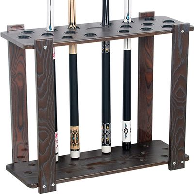 Katzowen 18-Hole Wooden Pool Cue Organizers Rack, Floor Golf Club Organizers Display Stand, for Billiards Rooms & Gymnasiums
