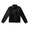 ACSUSS Kids Boys Sequined Button Down Shirt Stage Performance Jazz Hip-Hop Choir Dance Top for Gentlemen Black 7-8 Years view 3