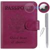 Airtag Passport Holder Cover Wallet RFID Blocking Leather Case Travel Essentials Luggage Accessories Travel Must Have(118#Purple) view 1