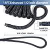 TUNORD 1/2 x 15' Marine-Grade Double-Braided Dock Line with 12 Eyelet.Hi-Performance Boat Rope Mooring Rope Dock Line (4 Pack, Black) view 3