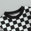 BOIBOKOKO Toddler Baby Boy Fall Winter Outfit Checkered Color Block Long Sleeve Sweatshirt Top Jogger Pants Cute Clothes Set (Black A, 2-3 Years) view 3