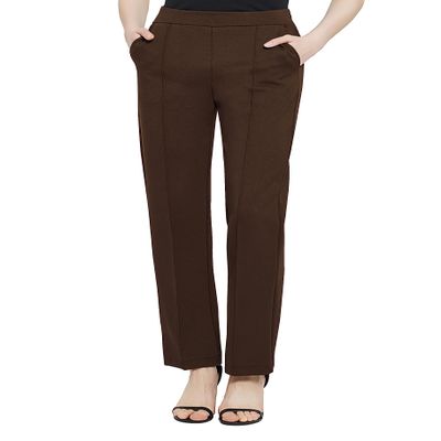 Urban CoCo Women's Yoga Dress Pants Stretchy Casual Slacks Straight Leg Work Pants with Pockets(L?Chocolate)