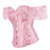 Women Renaissance Off Shoulder Corset Top Brocade Jacquard Victorian Ruffle Princess Boned Overbust Bustier Tops view 2