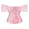 Women Renaissance Off Shoulder Corset Top Brocade Jacquard Victorian Ruffle Princess Boned Overbust Bustier Tops view 3