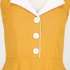 1950s Yellow Halter Dresses for Women Vintage Button Lapel Swing Dresses 50s 60s Pin Up Dresses Audrey Hepburn Rockabilly Dresses with Pockets Yellow-Button X-Large view 4
