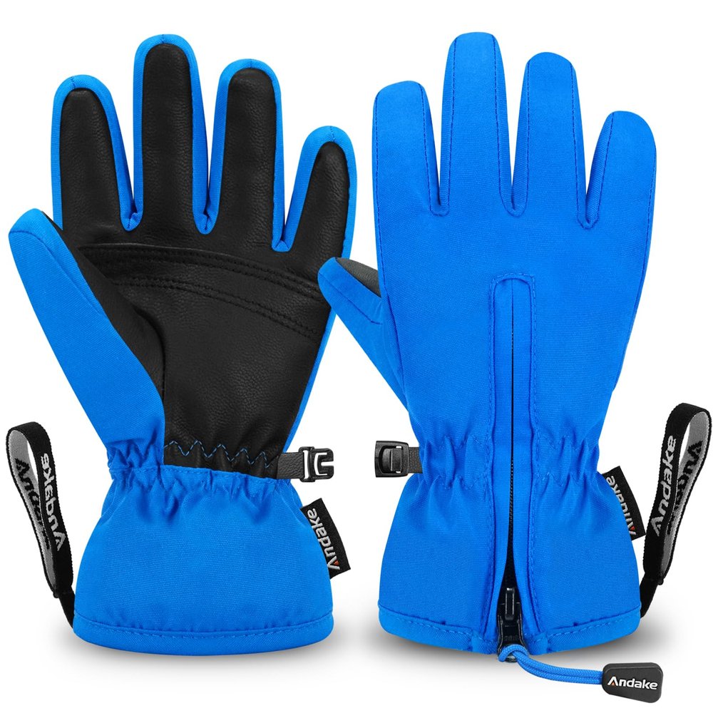 Andake Waterproof &Breathable Kids Snow Gloves, Toddler Winter Warm Ski Gloves for 2-14Y Boys Girls