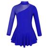 YOOJOO Ice Skating Competition Dress Girls Kids Long Sleeves Roller Skate Ballet Dance Performance Outfits Royal Blue 12 Years view 1
