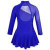 YOOJOO Ice Skating Competition Dress Girls Kids Long Sleeves Roller Skate Ballet Dance Performance Outfits Royal Blue 12 Years view 2