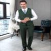 Ceehuteey Men's Retro Dress Suit Pants Thick Wool Flat Front Herringbone Tweed Trousers (Blue,34W/30L) view 2