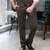 Ceehuteey Men's Retro Dress Suit Pants Thick Wool Flat Front Herringbone Tweed Trousers (Blue,34W/30L) view 3