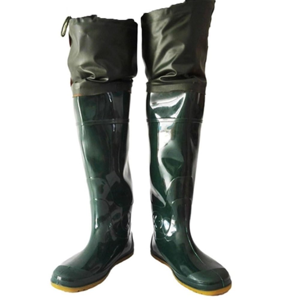 Hip Waders 60cm Long PVC Hip Wader, Waterproof and Wear-Resistant Hunting and Fishing Wading Boots (Color : Green, Size : 8.5)