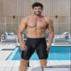 KGKE Mens-Swim-Jammers Athletic-Swimwear Quick-Dry-Shorts Durable-Team-Swimsuits - Drawstring Competition Swimming Soft UPF50+ (Gold Offset Printing, XL) view 4
