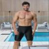 KGKE Mens-Swim-Jammers Athletic-Swimwear Quick-Dry-Shorts Durable-Team-Swimsuits - Drawstring Competition Swimming Soft UPF50+ (Black-WF, L) view 4