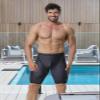 KGKE Mens-Swim-Jammers Athletic-Swimwear Quick-Dry-Shorts Durable-Team-Swimsuits - Drawstring Competition Swimming Soft UPF50+ (Geometry Strip, 2XL) view 3