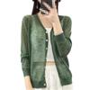 Women's Summer Flower Sand Silk Thin Knitted Cardigan T-Shirt V-Neck Sunscreen Button Coat EN8 L view 1