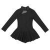 YOOJOO Ice Skating Competition Dress Girls Kids Long Sleeves Roller Skate Ballet Dance Performance Outfits Black 12 Years view 3