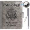 Airtag Passport Holder Cover Wallet RFID Blocking Leather Case Travel Essentials Luggage Accessories Travel Must Have(118#Grey) view 1
