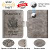 Airtag Passport Holder Cover Wallet RFID Blocking Leather Case Travel Essentials Luggage Accessories Travel Must Have(118#Grey) view 2
