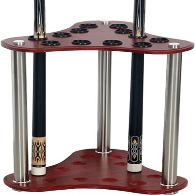 Katzowen 12 Holes Wood Golf Club Organizer Holder Rack, Black Modern Triangle Design Putter Display Storage Stand for Pool Cue, Billiards Accessories (Color : Red)
