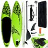 Gecheer Inflatable Stand Up Paddleboard, SUP Board for Adults with Adjustable Paddle, Removable Fin, and Carrying Bag, 144.1inx29.9inx5.9in, Green, for Surfing, Fishing, and Recreational Paddling view 1