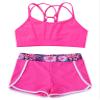 Moggemol Kids Girls 2 Piece Gymnastics/Dance/Sports Outfits Crop Tank Tops and Shorts Tankinis Athletic Swimsuit B#Rose02 12-14 view 3