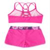 Moggemol Kids Girls 2 Piece Gymnastics/Dance/Sports Outfits Crop Tank Tops and Shorts Tankinis Athletic Swimsuit B#Rose02 12-14 view 4