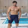 K898 Men's Swim Jammers UPF50+, Swim Training Printed Jammer Swimsuit Endurance Compression for Men (Navy-WF, S) view 2