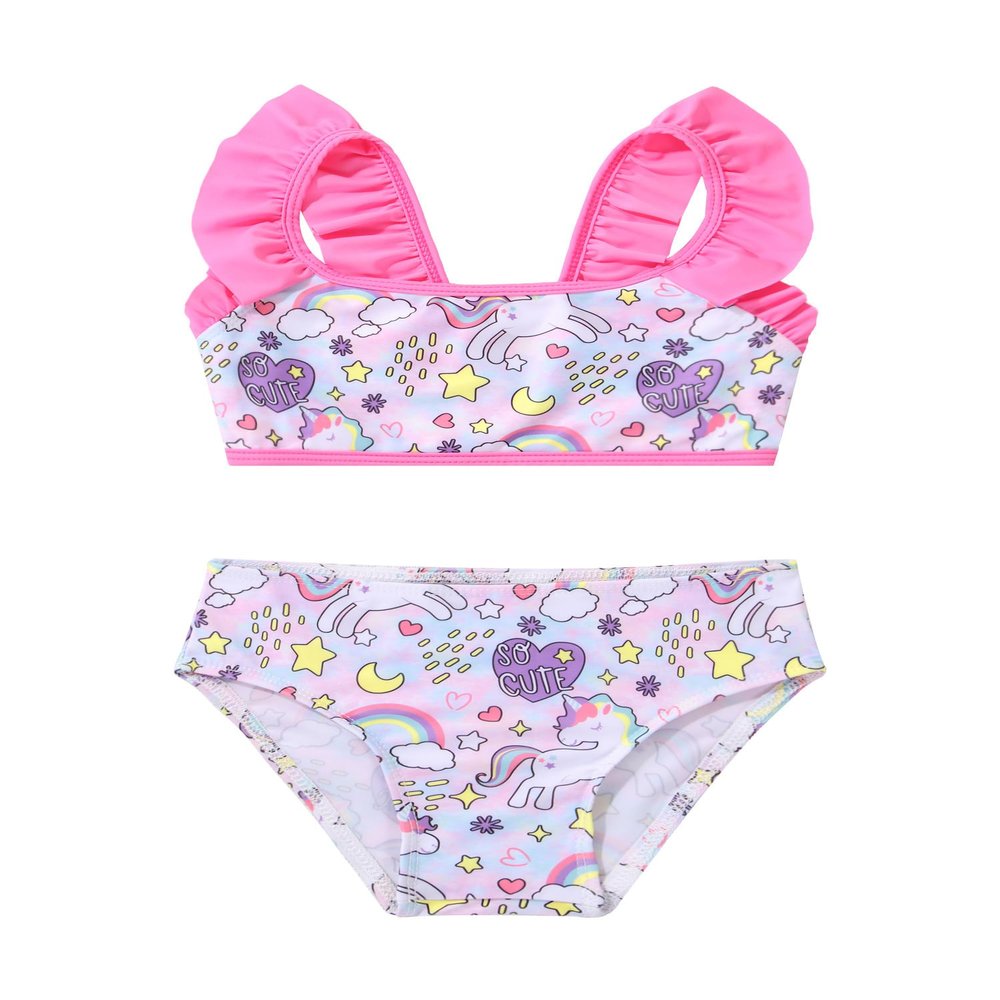 Moggemol Kids Girls Mermaid Bikini Swimsuit Ruffles Swimwear Sets Tank Tops with Bottoms 2 Piece Bathing Suit B#Colorful04 12 Years