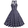 50 Halter Dresses with Pocket Vintage Polka Dot Dress for Women 50s Rockabilly Dresses 60s Fit and Flare Cocktail Dress Vintage Spring Tea Party Swing Dress Navy Polka Medium view 1