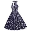 50 Halter Dresses with Pocket Vintage Polka Dot Dress for Women 50s Rockabilly Dresses 60s Fit and Flare Cocktail Dress Vintage Spring Tea Party Swing Dress Navy Polka Medium view 2
