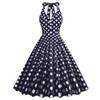 50 Halter Dresses with Pocket Vintage Polka Dot Dress for Women 50s Rockabilly Dresses 60s Fit and Flare Cocktail Dress Vintage Spring Tea Party Swing Dress Navy Polka Medium view 3