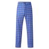GOKKILRW Mens Chinos Elastic Waist Slim Fit Stretch Plaid Flat-Front Skinny Golf Dress Pants Business Suit Pants Casual Work Pencil Lounge Pajamas Pants(Blue,Small) view 3