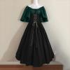 NATHGAM Womens Renaissance Dresses Gothic Corset Halloween Costumes Medieval Steampunk Cocktail Solid Victorian Ball Gowns Green view 2