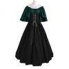 NATHGAM Womens Renaissance Dresses Gothic Corset Halloween Costumes Medieval Steampunk Cocktail Solid Victorian Ball Gowns Green view 3