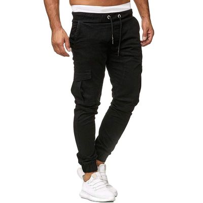 Mens Casual Jogger Pants with Pockets Drawstring Chino Cargo Work Pants Tapered Outdoor Lightweight Cotton Twill Track Jogging Tactical Utility Trousers Sweatpants(Black,XX-Large)