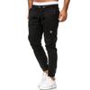 Mens Casual Jogger Pants with Pockets Drawstring Chino Cargo Work Pants Tapered Outdoor Lightweight Cotton Twill Track Jogging Tactical Utility Trousers Sweatpants(Black,XX-Large) view 3