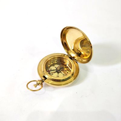 Ganga Nautical Brass Push Button Compass, Pocket Compass, Push Button face Open Compass Pocket 2 Size Compass, Christmas