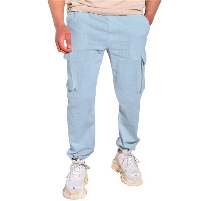 Mens Fashion Jogger Athletic Gym Pants Drawstring Elastic Waist Ripstop Work Cargo Hiking Pants Big and Tall Summer Lightweight Breathable Tactical Utility Sweatpants(Light Blue,X-Large)