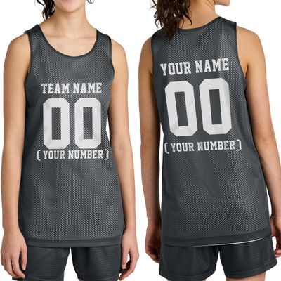 Custom Team Basketball Jersey with Your Custom Name and Number Youth Sports Tee Iron Grey