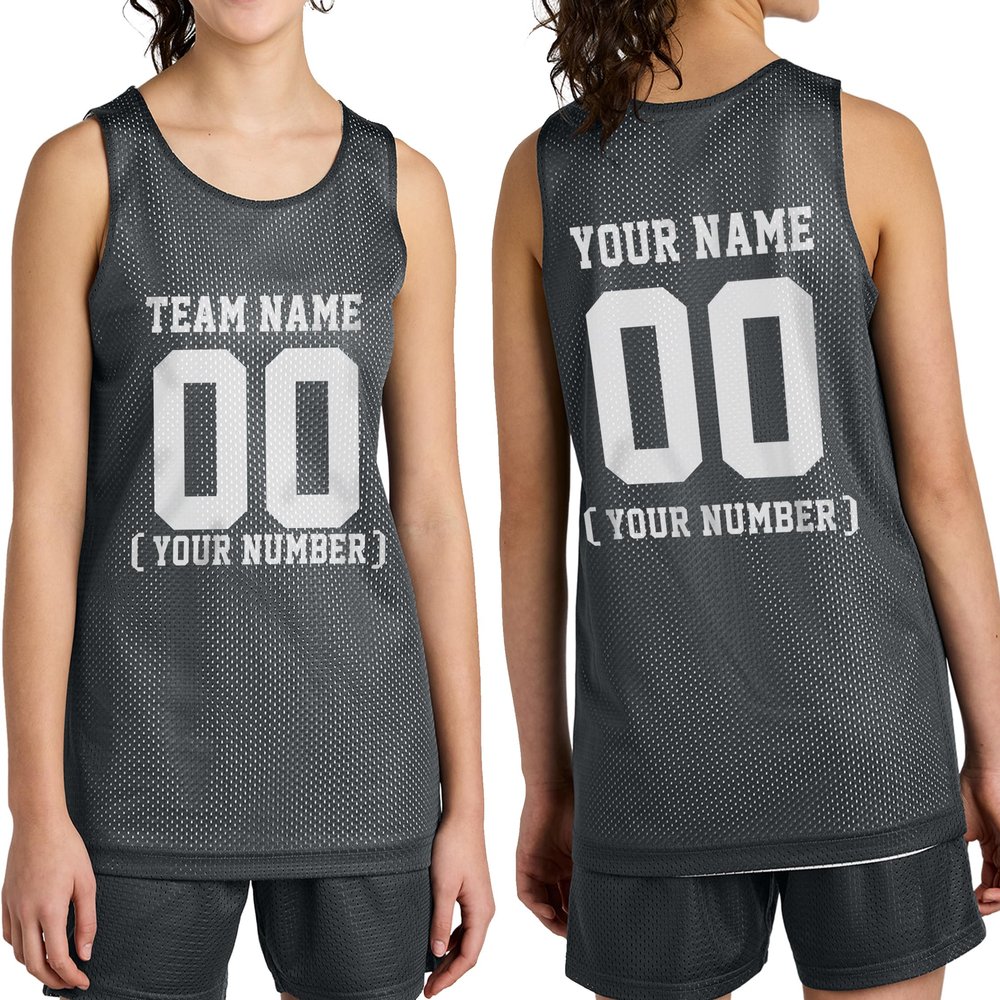 Custom Team Basketball Jersey with Your Custom Name and Number Youth Sports Tee Iron Grey