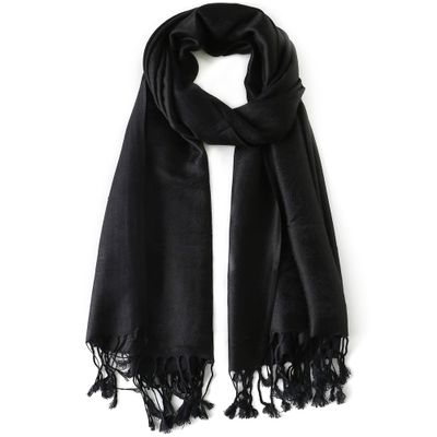 Ciormis Black Rave Shawls, Elegant Blanket Pashmina Scarves for Women Winter Evening Party(US-Black)