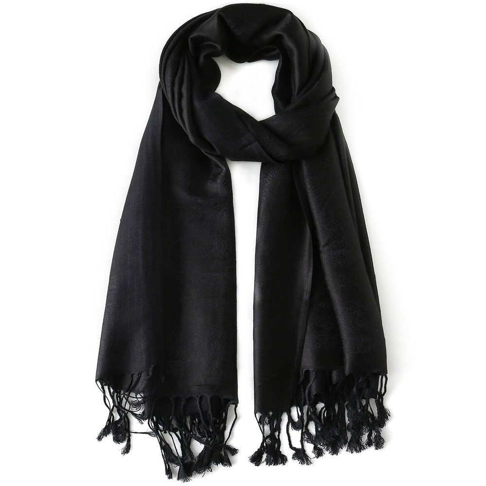 Ciormis Black Rave Shawls, Elegant Blanket Pashmina Scarves for Women Winter Evening Party(US-Black)