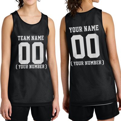 Custom Team Basketball Jersey with Your Custom Name and Number Youth Sports Tee Black