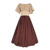 NATHGAM Womens Renaissance Dresses Gothic Corset Halloween Costumes Medieval Steampunk Cocktail Solid Victorian Ball Gowns Beige view 3