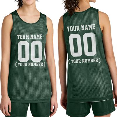 Custom Team Basketball Jersey with Your Custom Name and Number Youth Sports Tee Forest Green