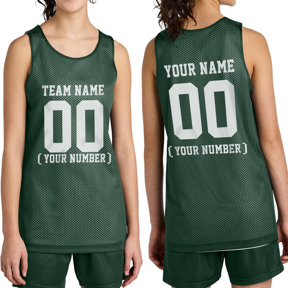 Custom Team Basketball Jersey with Your Custom Name and Number Youth Sports Tee Forest Green